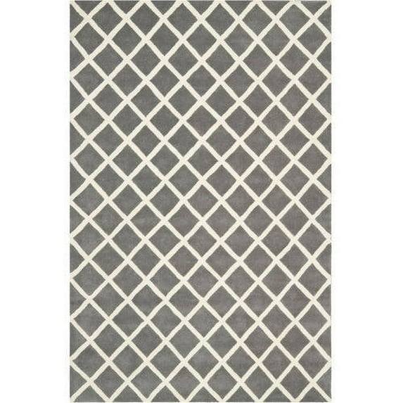 SAFAVIEH Chatham Jahn Geometric Wool Area Rug, Dark Grey/Ivory, 4' x 6'