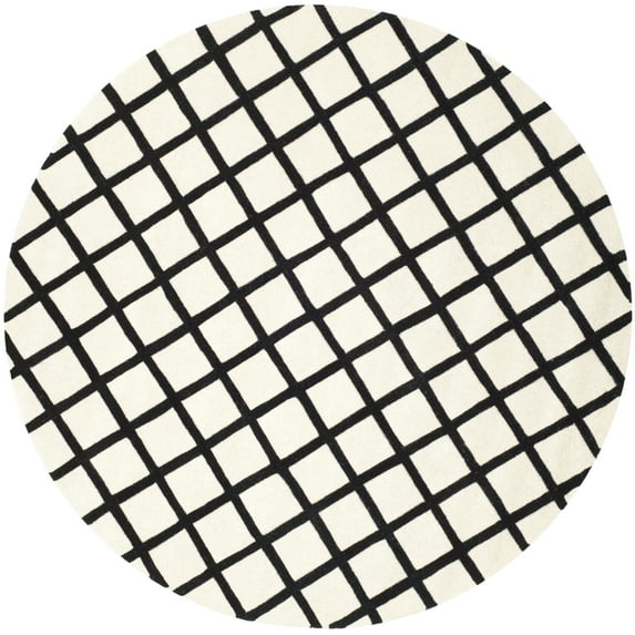 SAFAVIEH Chatham Jahn Geometric Wool Area Rug, Ivory/Black, 7' x 7' Round
