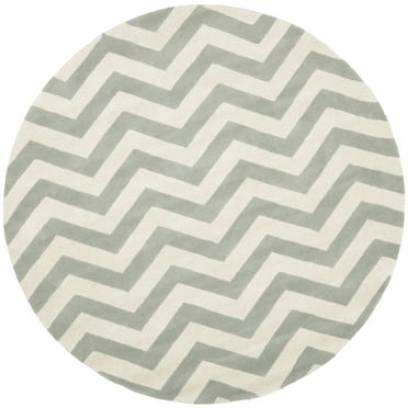 SAFAVIEH Chatham Jake Geometric Wool Area Rug, Grey/Ivory, 9' x 9' Round