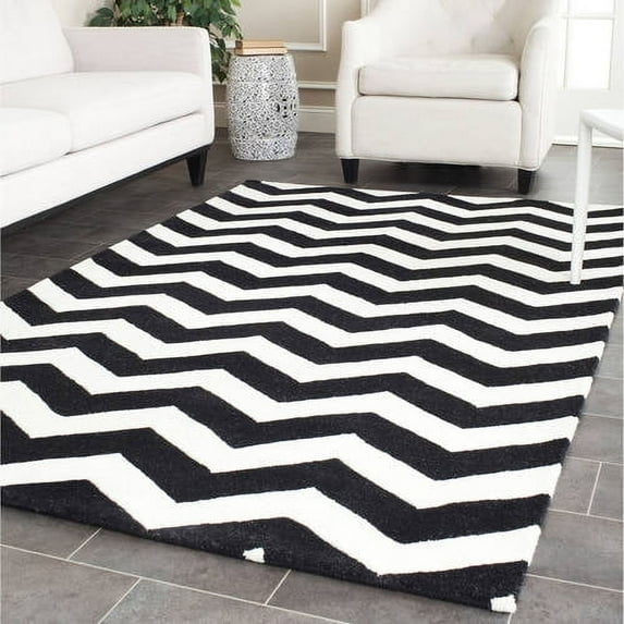 SAFAVIEH Chatham Jake Geometric Wool Area Rug, Ivory/Black, 3' x 5'