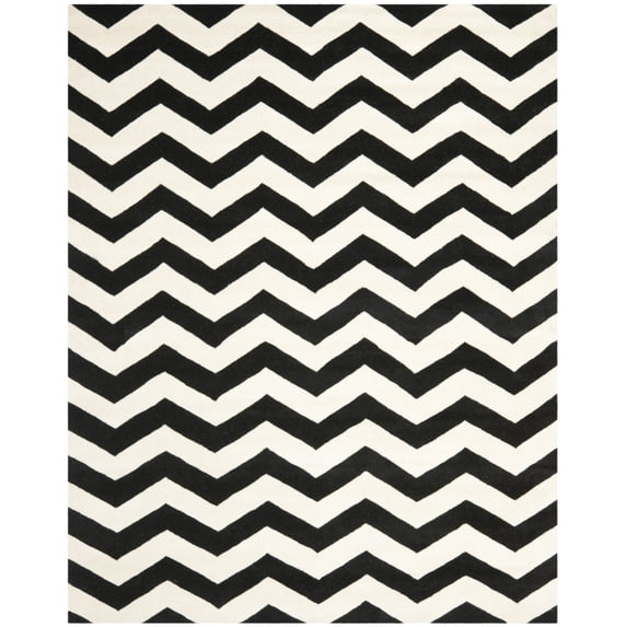 SAFAVIEH Chatham Jake Geometric Wool Area Rug, Ivory/Black, 8'9" x 12'
