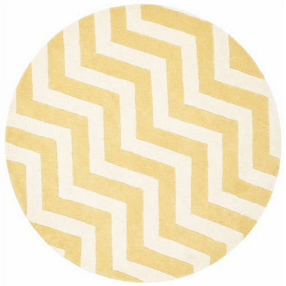 SAFAVIEH Chatham Jake Geometric Wool Area Rug, Light Gold/Ivory, 5' x 5' Square