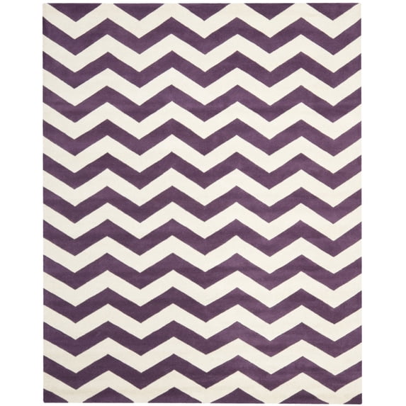 SAFAVIEH Chatham Jake Geometric Wool Area Rug, Purple/Ivory, 5' x 5' Square