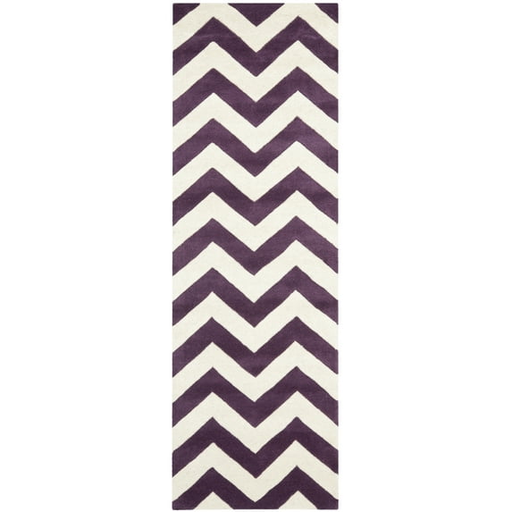 SAFAVIEH Chatham Jake Geometric Wool Runner Rug, Purple/Ivory, 2'3" x 11'