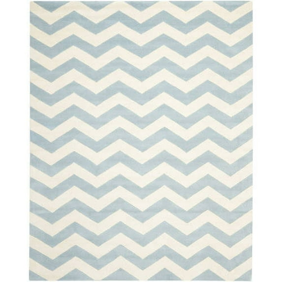 SAFAVIEH Chatham Jake Zigzag Stripes Wool Area Rug, Blue/Ivory, 10' x 14'