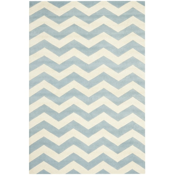 SAFAVIEH Chatham Jake Zigzag Stripes Wool Area Rug, Blue/Ivory, 5' x 8'