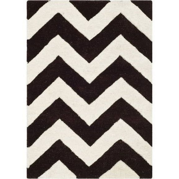 SAFAVIEH Chatham Jake Zigzag Stripes Wool Area Rug, Brown/Ivory, 4' x 6'