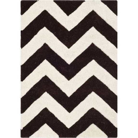 SAFAVIEH Chatham Jake Zigzag Stripes Wool Area Rug, Brown/Ivory, 5' x 8'