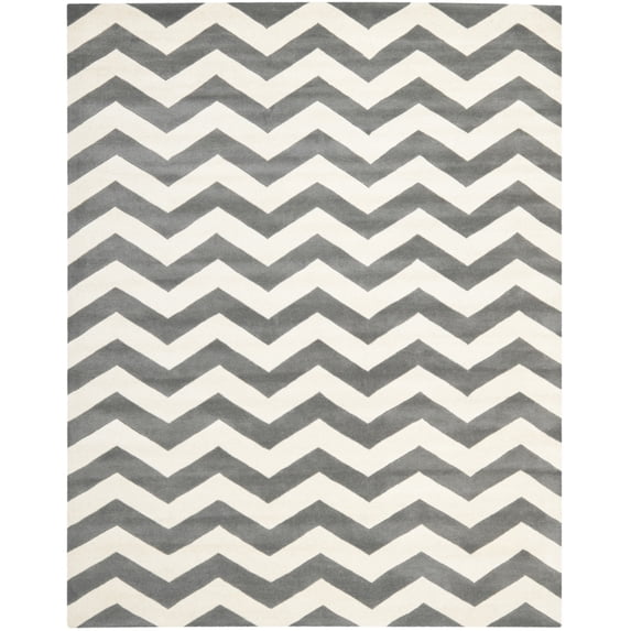 SAFAVIEH Chatham Jake Zigzag Stripes Wool Area Rug, Dark Grey/Ivory, 6' x 9'