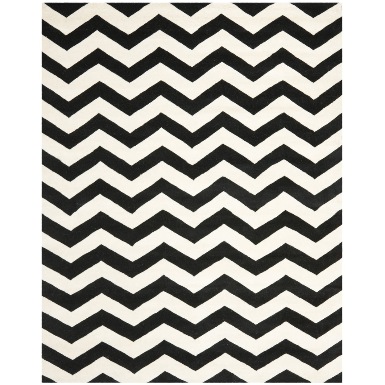 Ivory and Black Hand-Tufted Wool 4' x 6' Rug