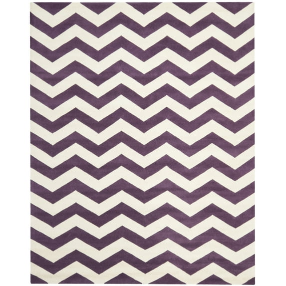 SAFAVIEH Chatham Jake Zigzag Stripes Wool Area Rug, Purple/Ivory, 2' x 3'