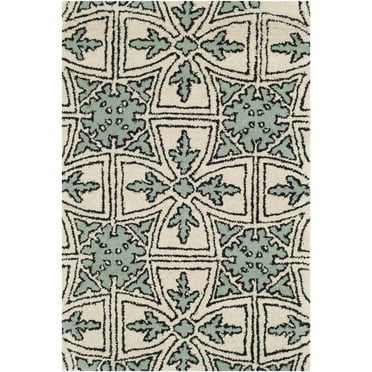 SAFAVIEH Chatham James Geometric Wool Area Rug, Light Blue/Ivory, 2' x 3'