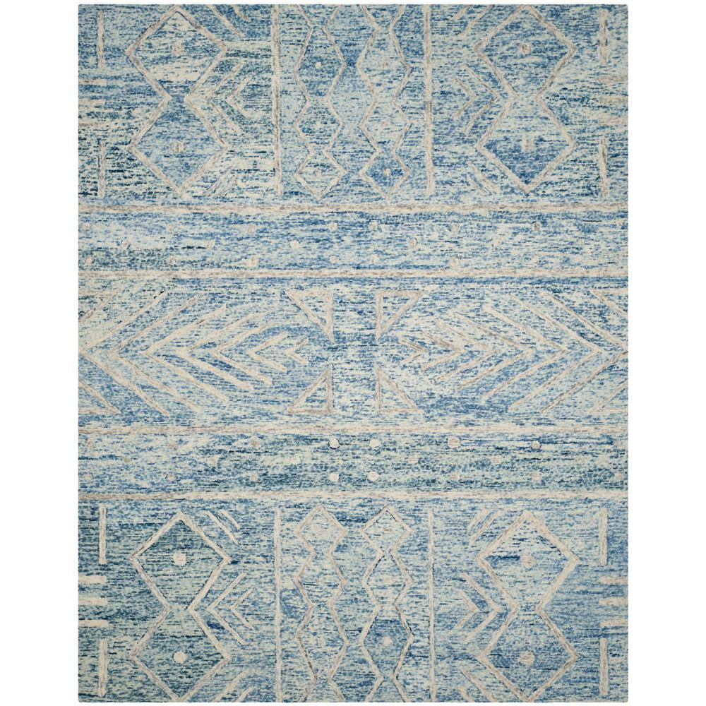 Blue and Ivory 8' x 10' Hand-Tufted Wool Area Rug
