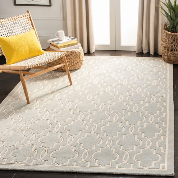 SAFAVIEH Chatham Jaymz Geometric Wool Area Rug, Grey/Ivory, 6' x 9'