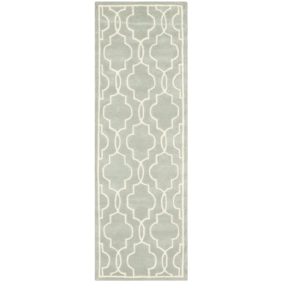 SAFAVIEH Chatham Jaymz Geometric Wool Runner Rug, Grey/Ivory, 2'3" x 9'