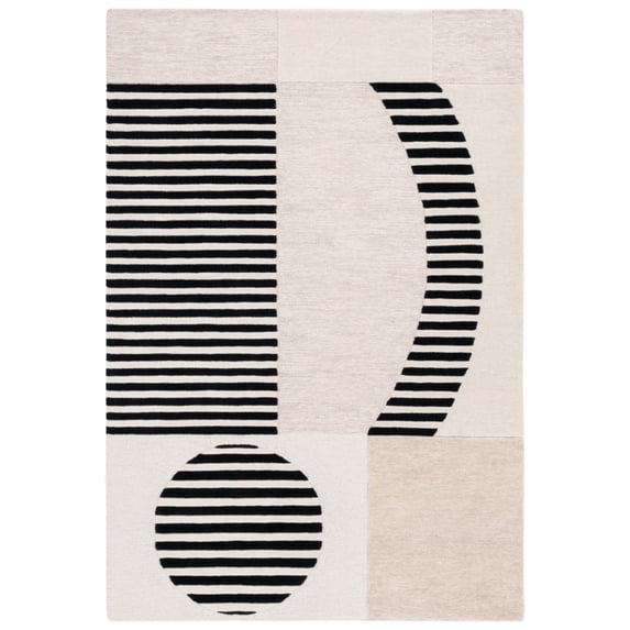 SAFAVIEH Chatham Jolanta Abstract Area Rug, Ivory/Black, 4' x 6'