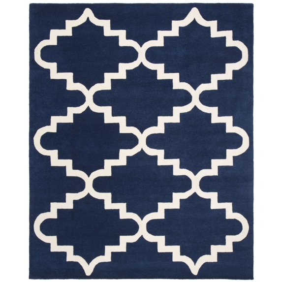 SAFAVIEH Chatham Osbert Geometric Wool Area Rug, Dark Blue/Ivory, 2' x 3'