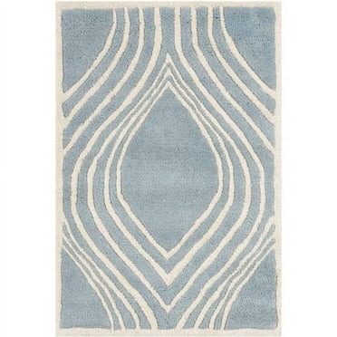 SAFAVIEH Chatham Shaelyn Geometric Wool Area Rug, Blue/Ivory, 2' x 3'