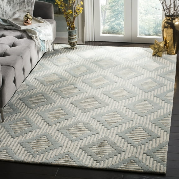 SAFAVIEH Chatham Waylon Geometric Wool Area Rug, Gray/Ivory, 3' x 5'