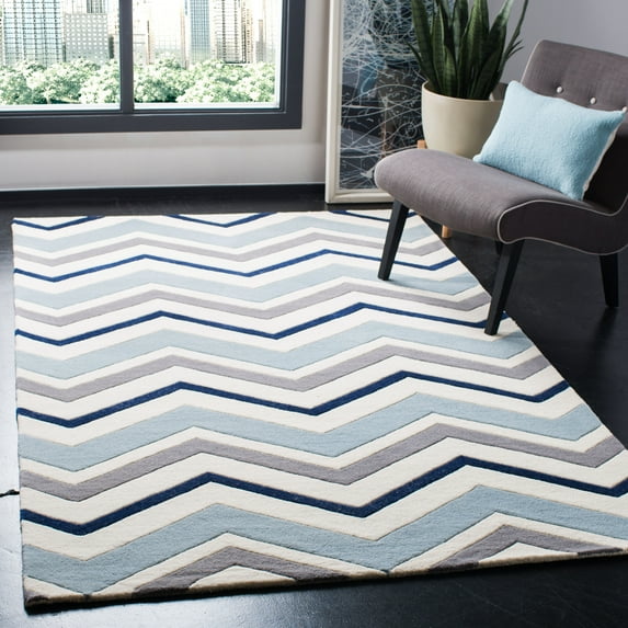 SAFAVIEH Chatham Wilfred Geometric Wool Area Rug, Ivory/Dark Gray, 4' x 6'