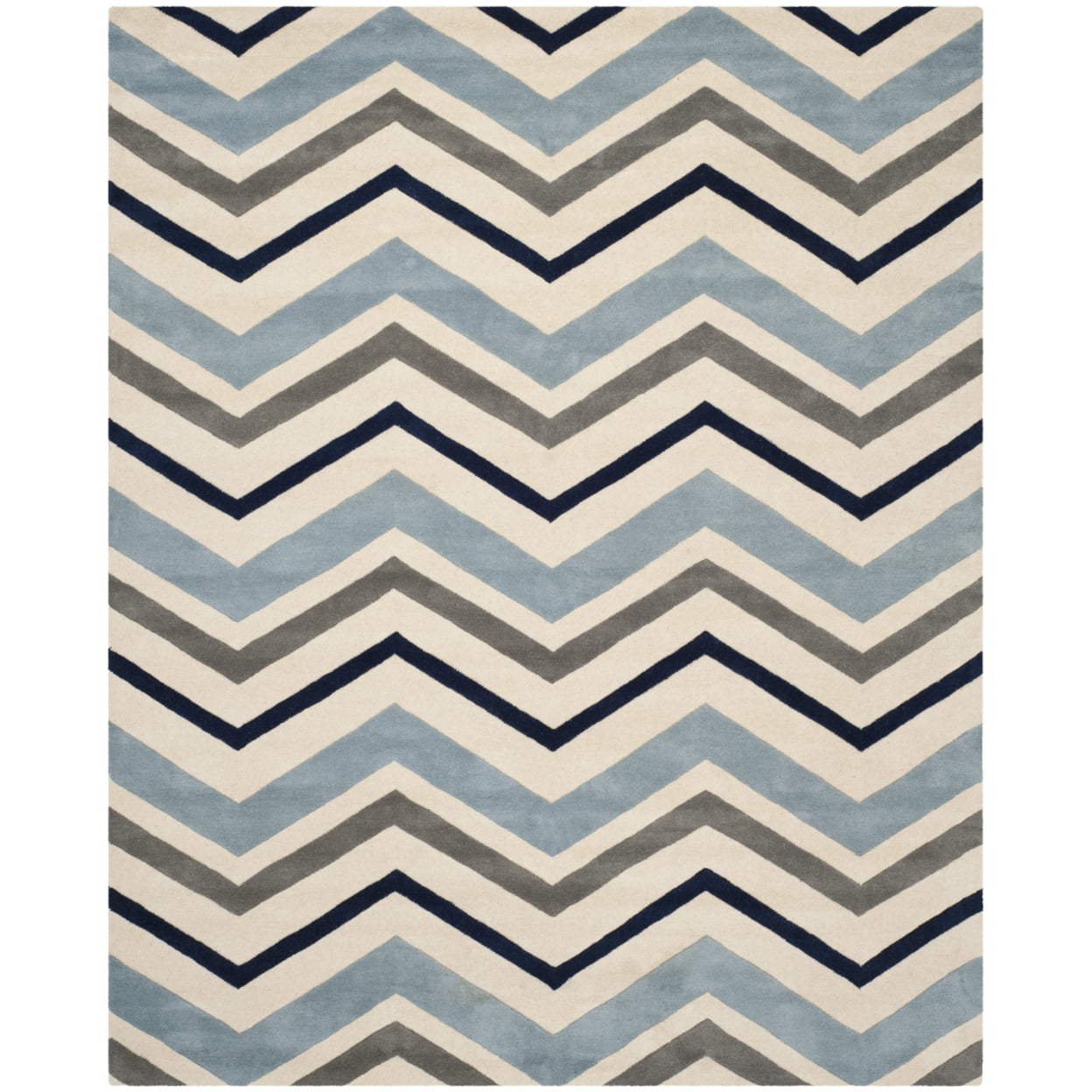 Hand-Tufted Off-White and Dark Grey Wool Accent Rug 2' x 3'