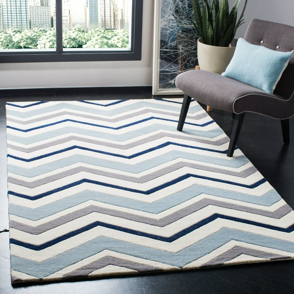 SAFAVIEH Chatham Wilfred Geometric Wool Area Rug, Ivory/Dark Gray, 2' x 3'