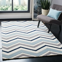 SAFAVIEH Chatham Wilfred Geometric Wool Area Rug, Ivory/Dark Gray, 5' x 8'