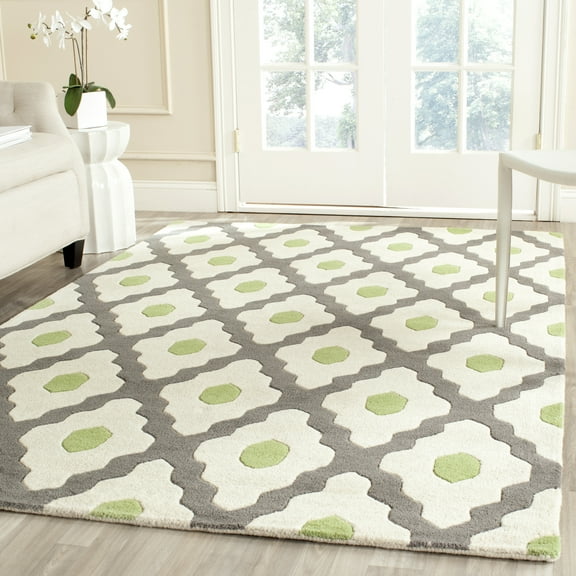 SAFAVIEH Chatham Wystan Geometric Wool Area Rug, Dark Gray/Ivory, 2' x 3'