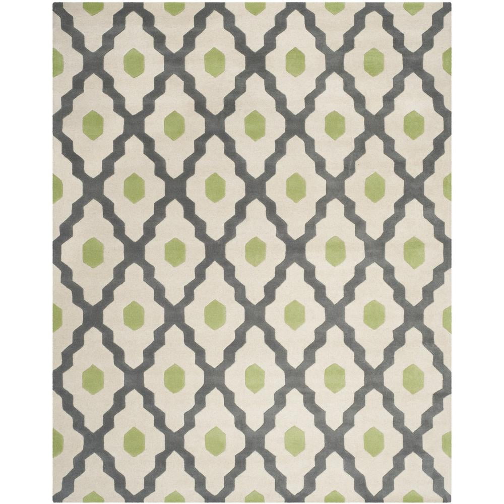 Handmade Gray and Ivory Wool Geometric Area Rug, 8' x 10'