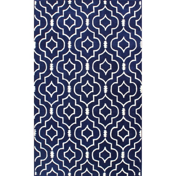 SAFAVIEH Chatham Xanthia Geometric Wool Area Rug, Blue/Ivory, 6' x 9'