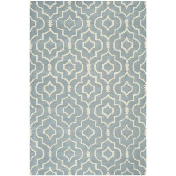 SAFAVIEH Chatham Xanthia Geometric Wool Area Rug, Blue/Ivory, 6' x 9'