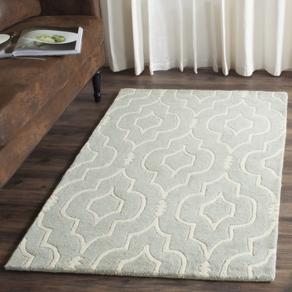 SAFAVIEH Chatham Xanthia Geometric Wool Area Rug, Gray/Ivory, 2' x 3'