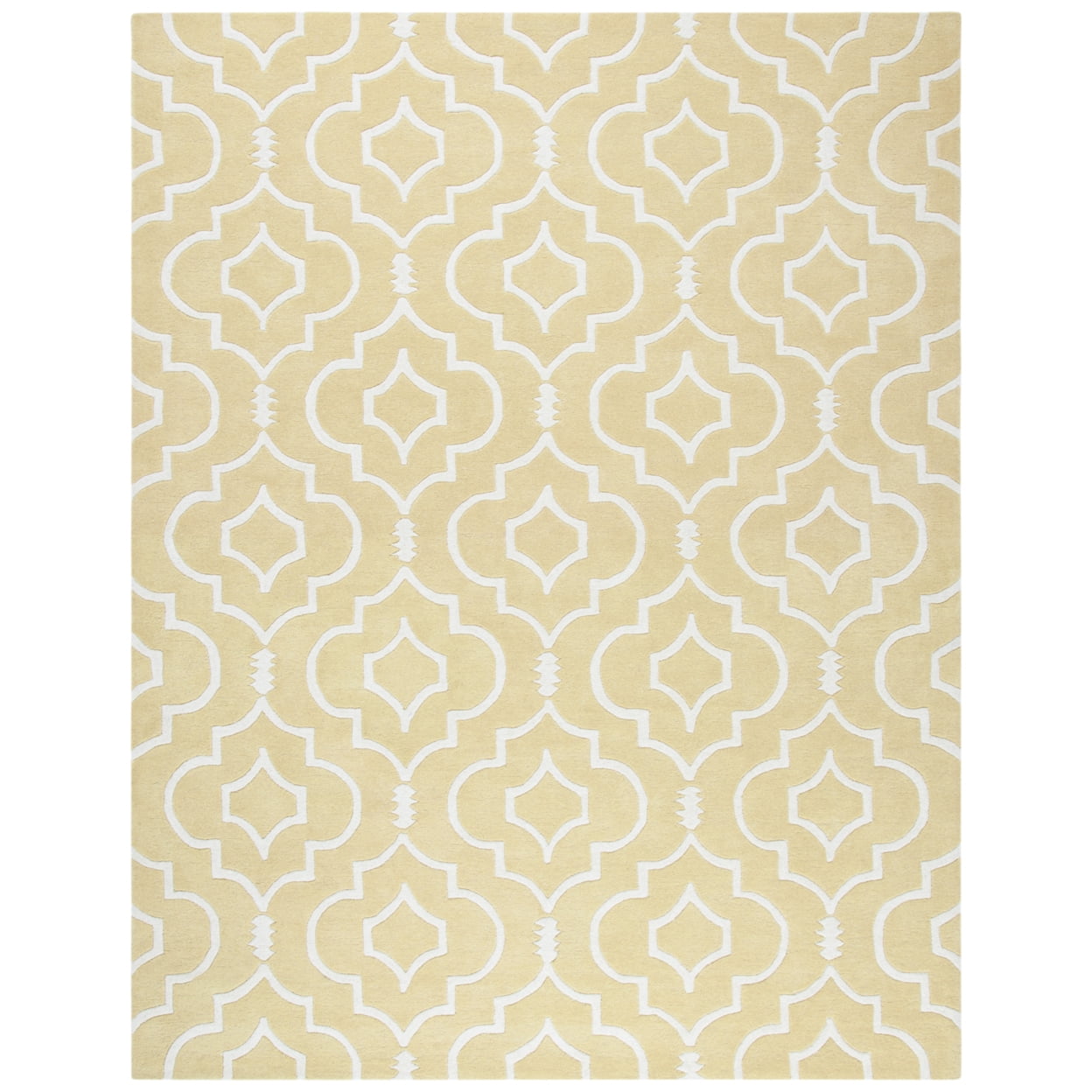 Ivory and Light Gold Hand-Tufted Wool Round Rug