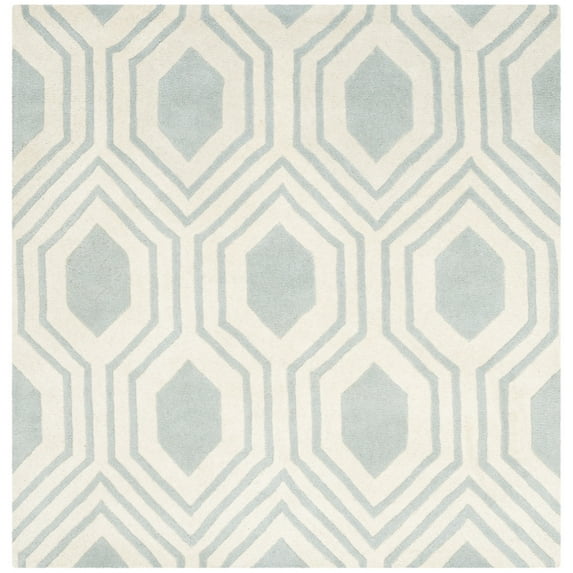 SAFAVIEH Chatham Zeke Geometric Wool Area Rug, Gray/Ivory, 5' x 5' Square