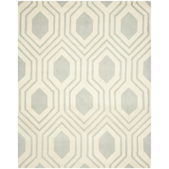 SAFAVIEH Chatham Zeke Geometric Wool Area Rug, Gray/Ivory, 8' x 10'
