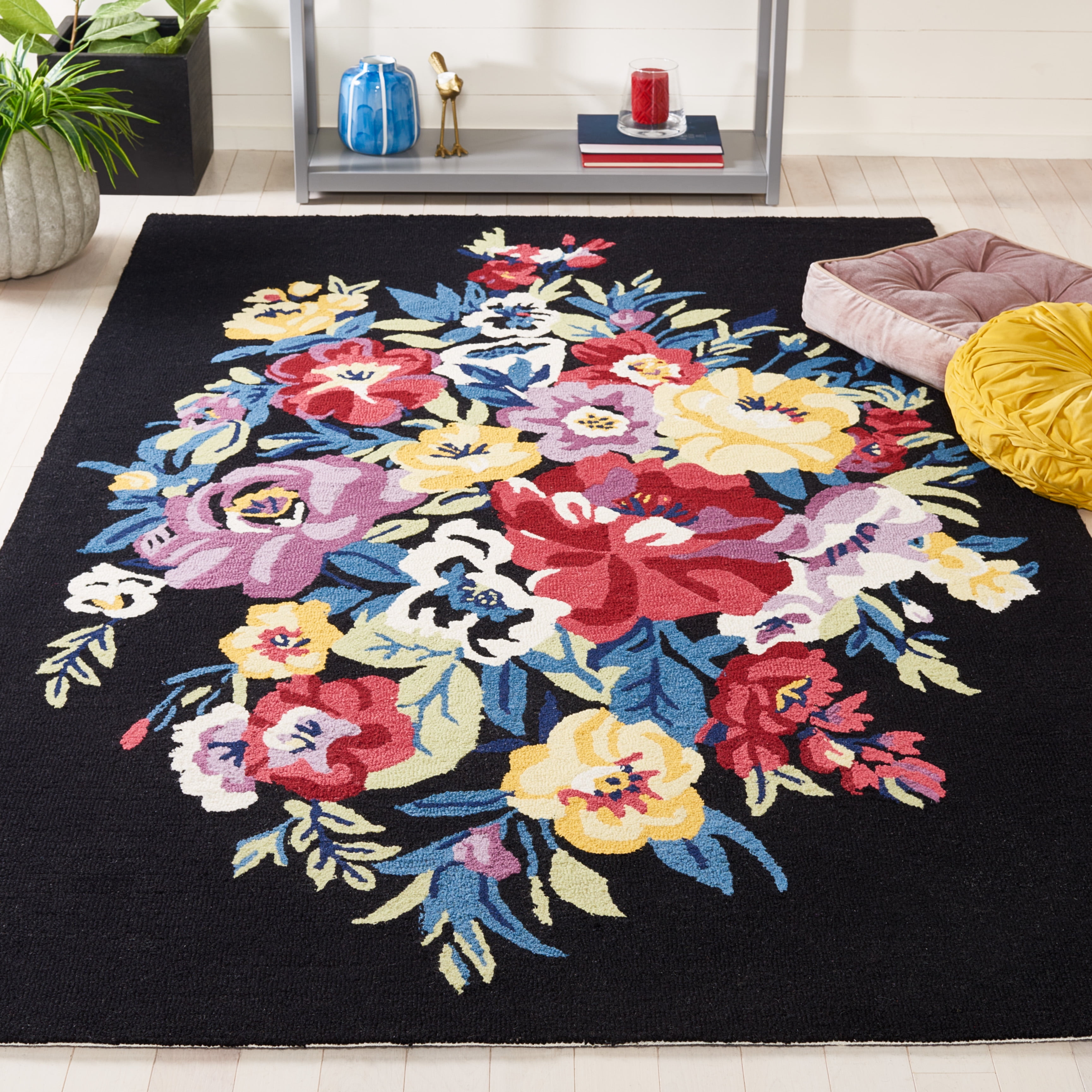 Safavieh Chelsea Ainsley Floral Area Rug, Black/Rose, 8' x 10'
