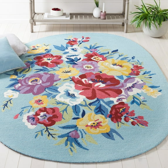 Safavieh Chelsea Ainsley Floral Area Rug, Blue/Rose, 3' x 5' Oval