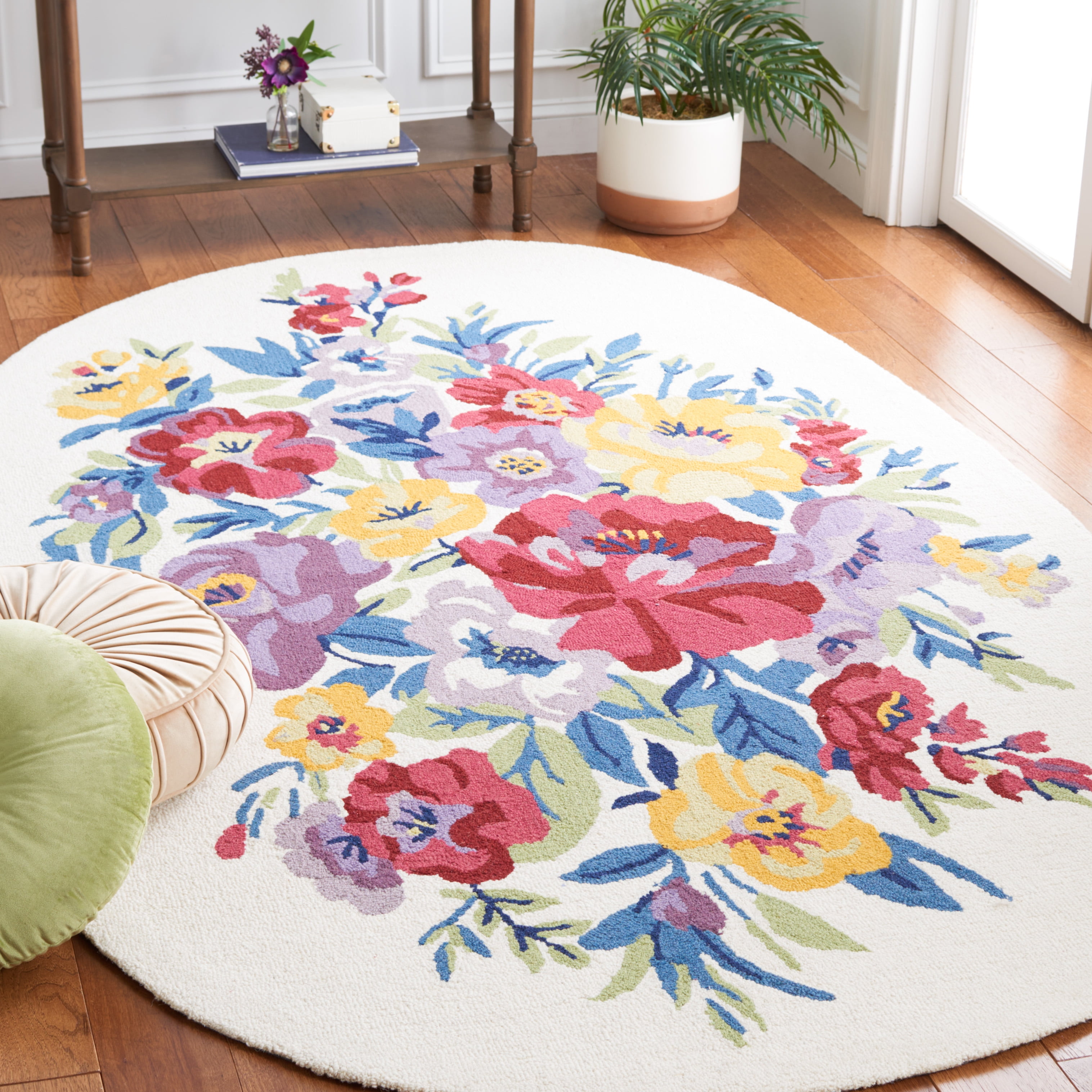 Safavieh Chelsea Ainsley Floral Area Rug, Ivory/Rose, 5' x 8' Oval