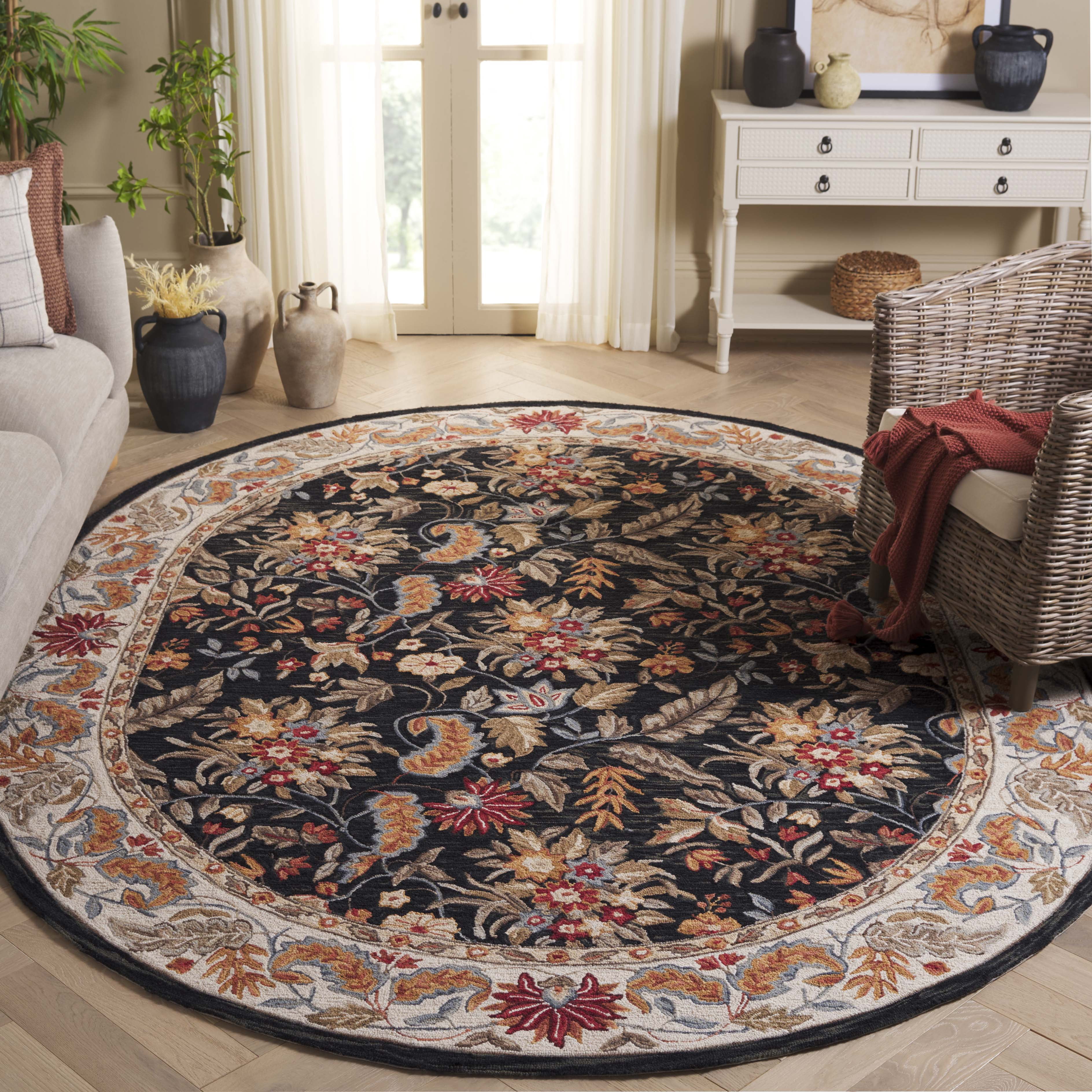 Safavieh Chelsea Alaia Oriental Area Rug, Black, 4'6" x 6'6" Oval