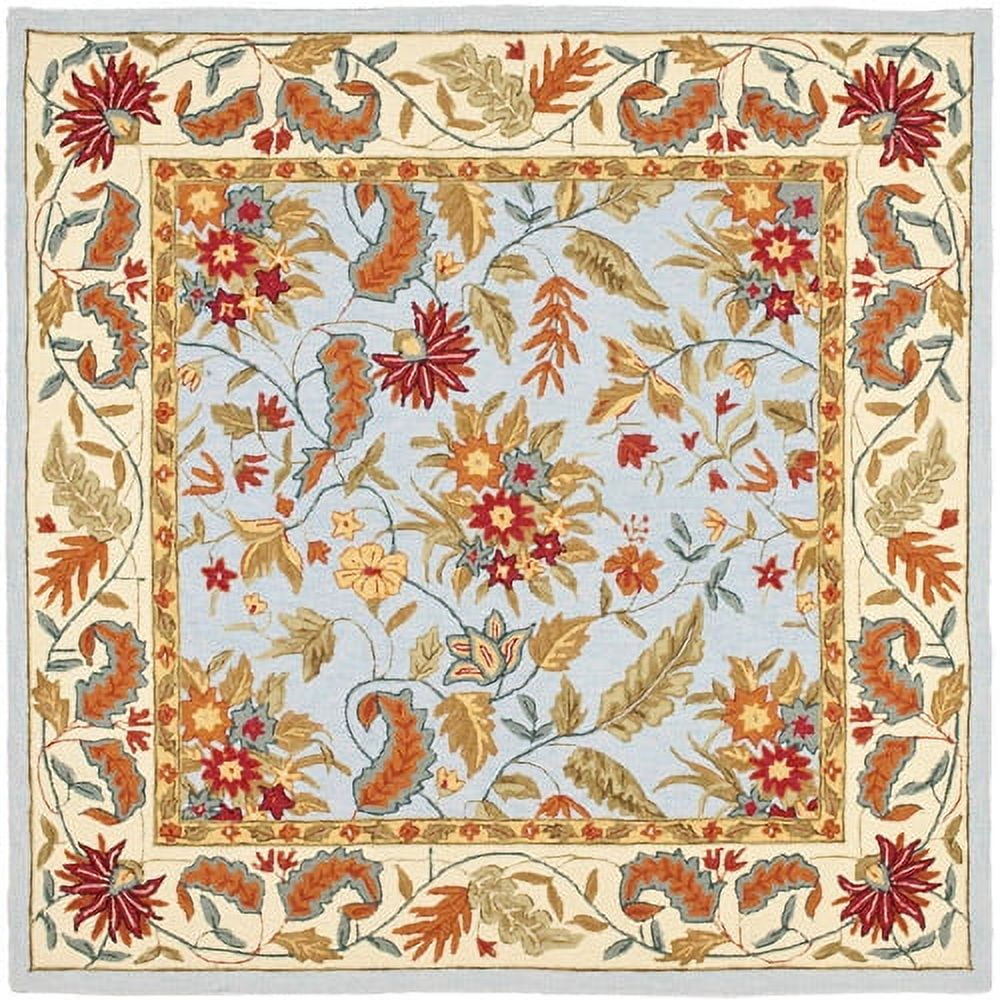Chelsea Light Blue Hand-Knotted Wool Round Area Rug