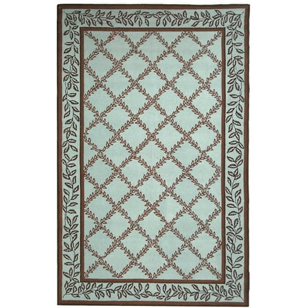 SAFAVIEH Chelsea Alecia Geometric Borders Wool Area Rug, Blue/Brown, 2'9" x 4'9"