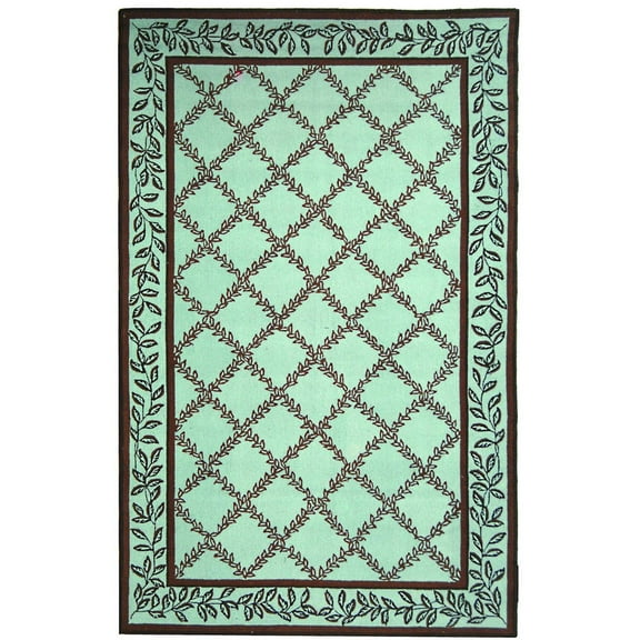 SAFAVIEH Chelsea Alecia Geometric Borders Wool Area Rug, Blue/Brown, 4' x 4' Round