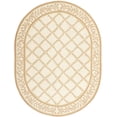 thumbnail image 1 of SAFAVIEH Chelsea Alecia Geometric Borders Wool Area Rug, Ivory/Camel, 7'6" x 9'6" Oval, 1 of 7