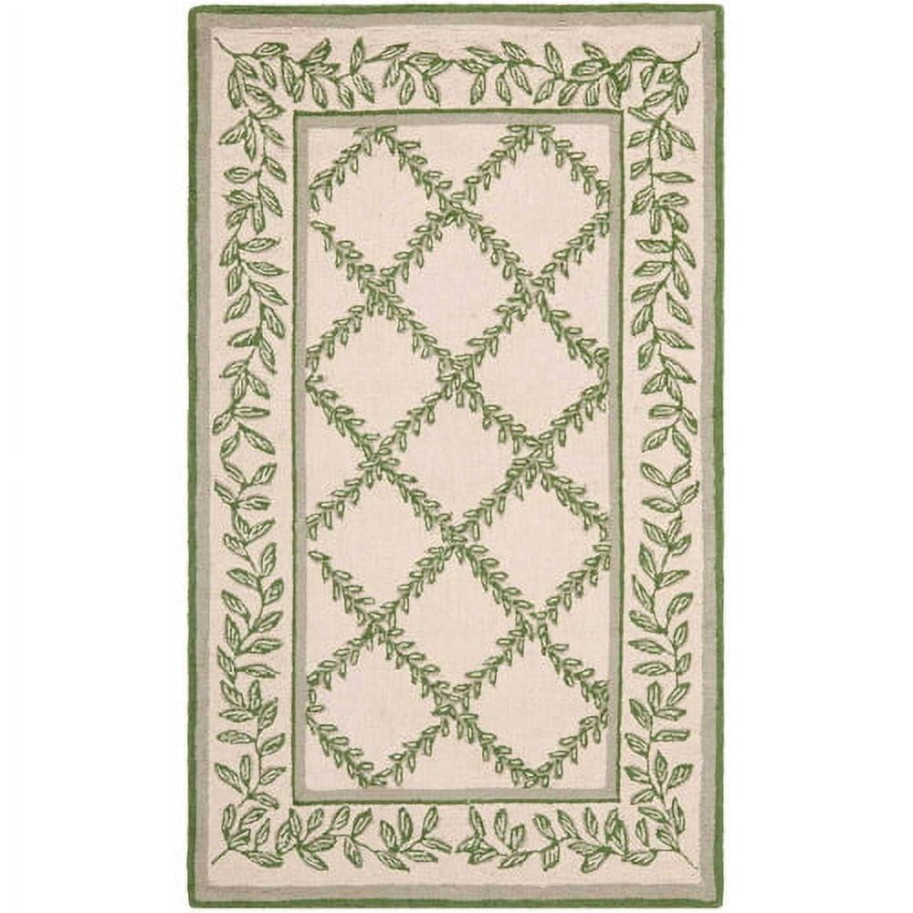Ivory Elegance Hand-Knotted Wool Floral Accent Rug - 33" x 4"