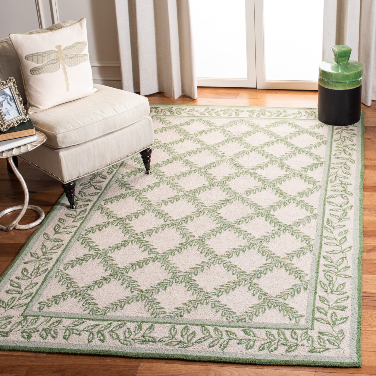Ivory Floral Tufted Wool Oval Rug Handmade 54" x 6'