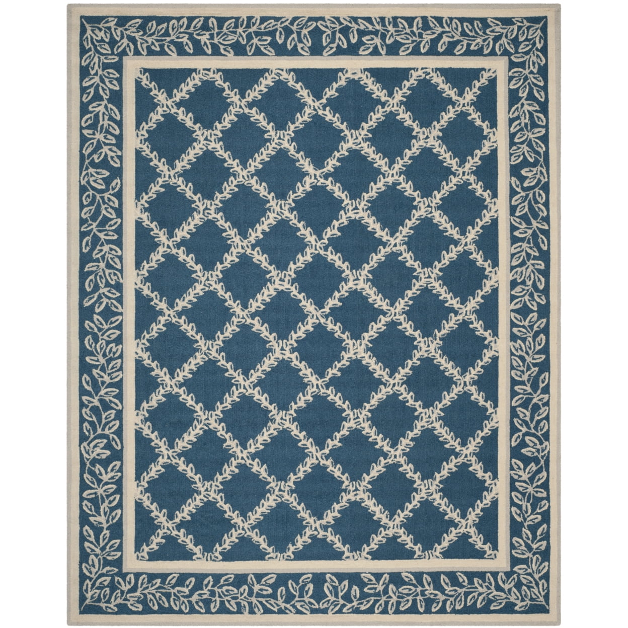 Geometric Border Rug SAFAVIEH Chelsea Alecia Geometric Borders Wool Area Rug, Navy/Cream, 4 ...