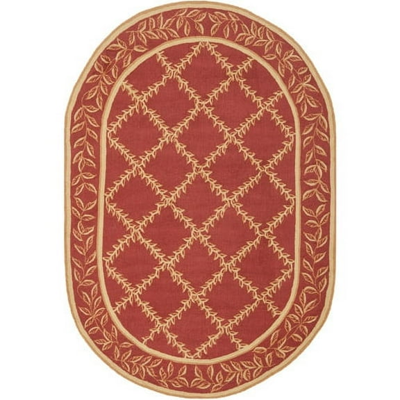 SAFAVIEH Chelsea Alecia Geometric Borders Wool Area Rug, Rust/Gold, 7'9" x 9'9"
