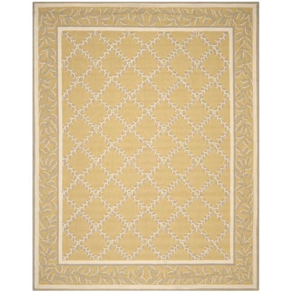 SAFAVIEH Chelsea Alecia Geometric Borders Wool Area Rug, Yellow/Grey, 2'9" x 4'9"