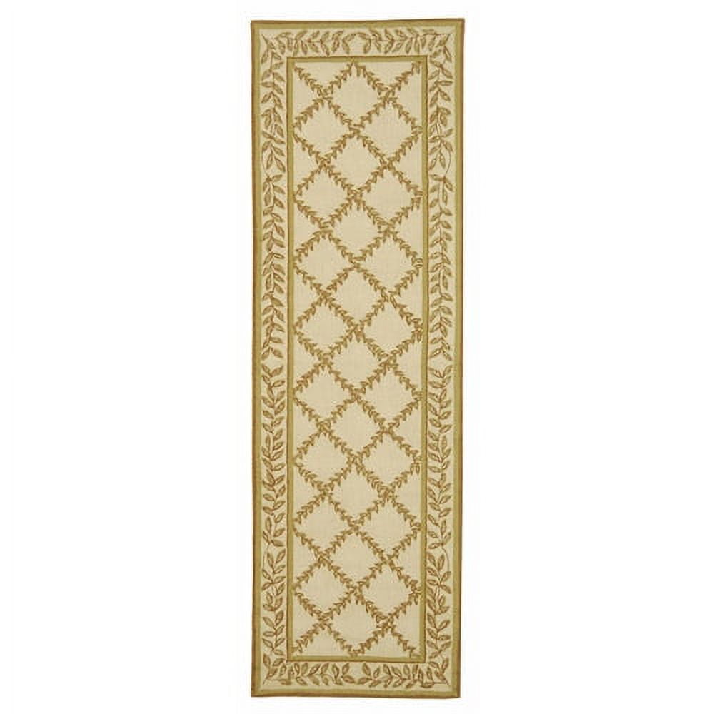 SAFAVIEH Chelsea Alecia Geometric Borders Wool Runner Rug, Ivory/Camel ...