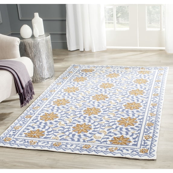 Safavieh Chelsea Alondra Bordered Wool Area Rug, Ivory/Blue, 3'9" x 5'9"